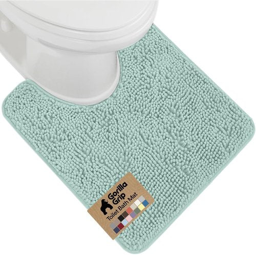GORILLA GRIP Plush Shaggy Chenille Bath Rug Mat - Soft Microfiber, Machine Washable, Seablue