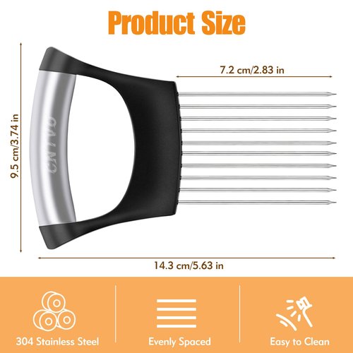 CNTVO Onion Holder for Slicing, Stainless Steel Onion Slicer, Onions Slicer Holder with Protective Cover, Multi-Use Vegetable Chopper for Onions Tomatoes Avocados Potato Eggs Kiwifruit Meat Lemon