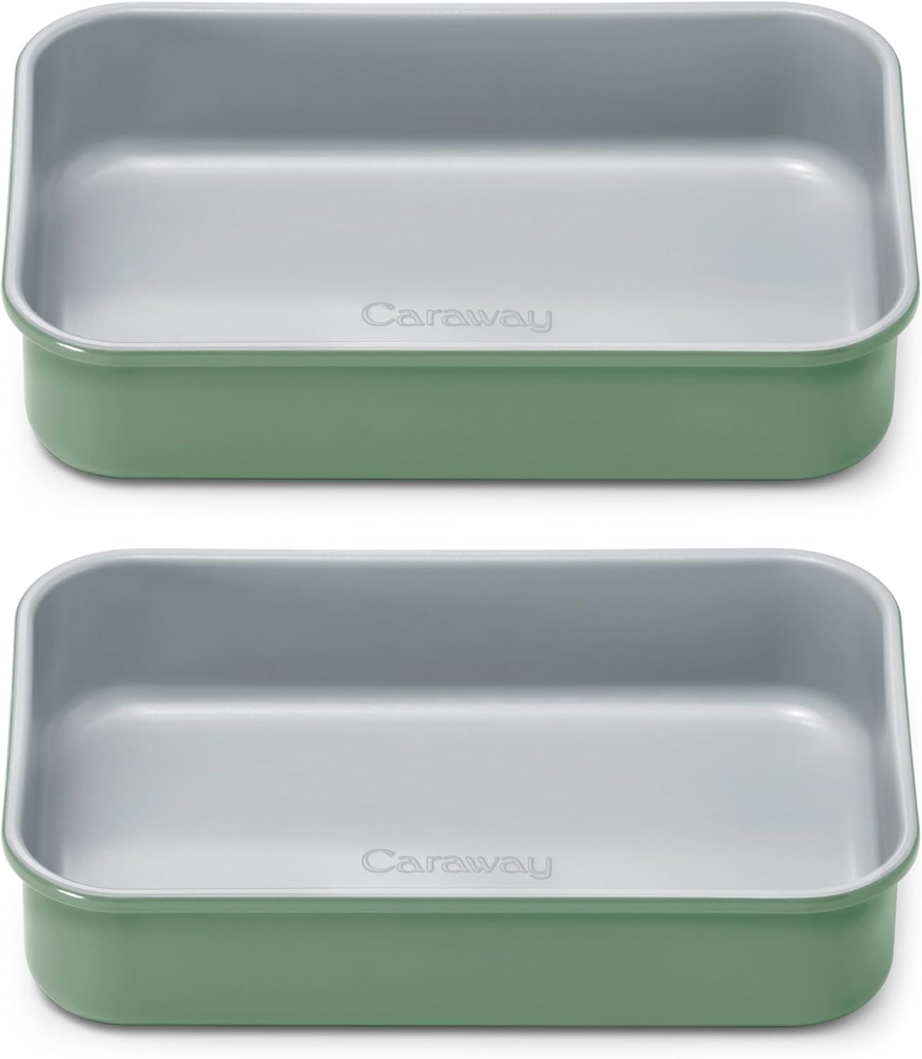Caraway Nonstick Baking Pan Duo - 9” x 6.5” Deep Ceramic Pan, Non-Toxic & PTFE Free - Sage Color