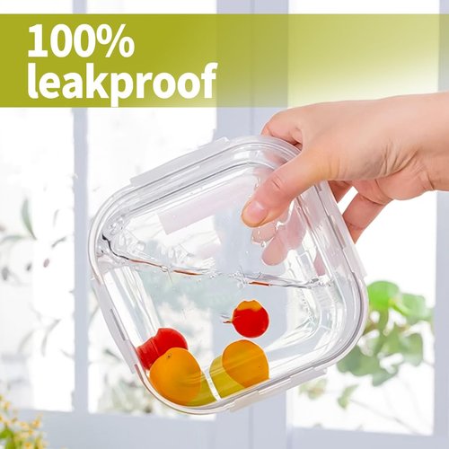 R.repad yay 16oz Square Glass Food Storage Containers With Lids, 2 Cup Square Glass Food Containers With Lids, BPA free Small Meal Prep Bowls for leftovers, Dishwasher, Freezer Safe (8Pack)
