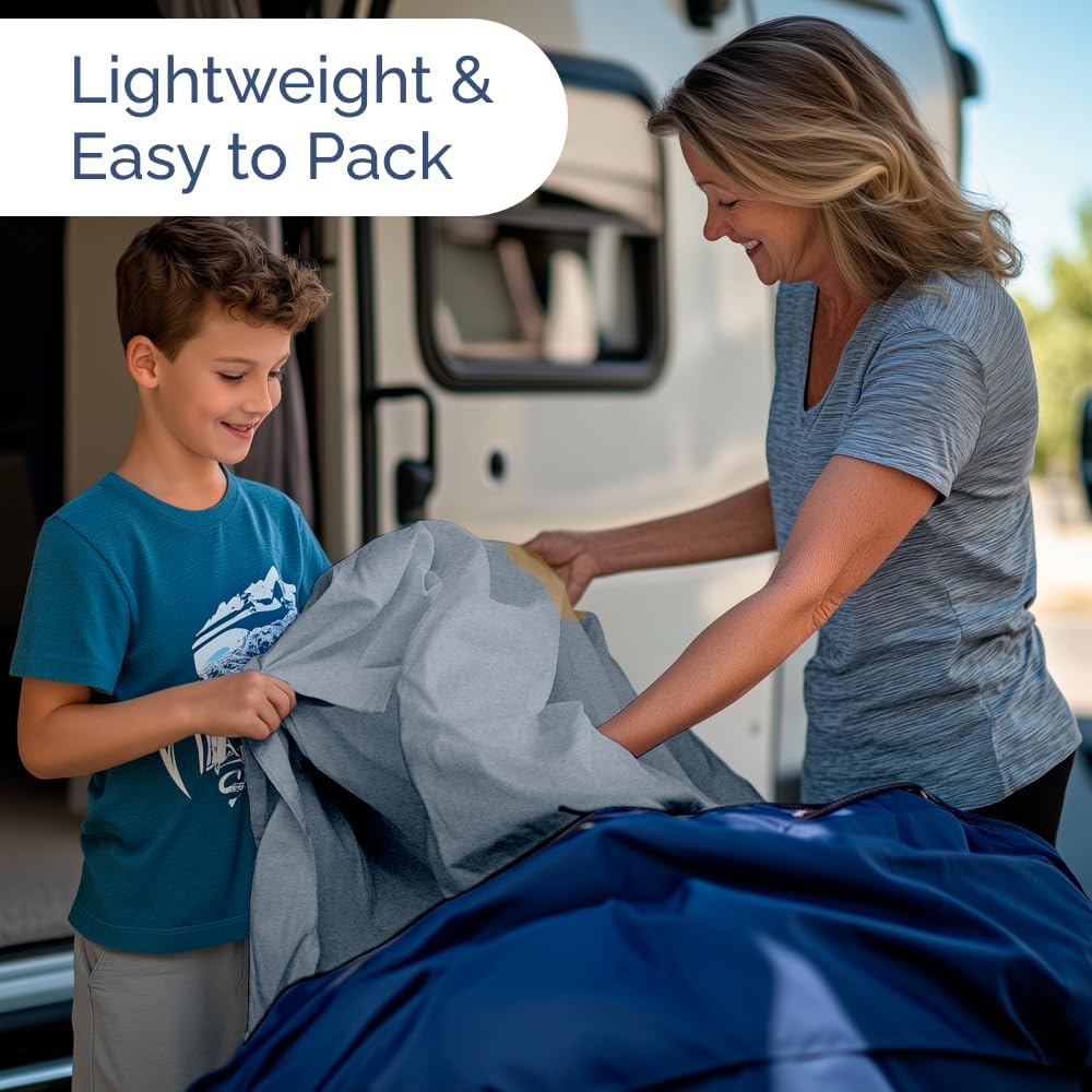 RV Short Queen Sheet Set - 4-Piece Soft, Breathable & Cooling Bedding | Fits 8” to 12” Mattresses - Heathered Blue