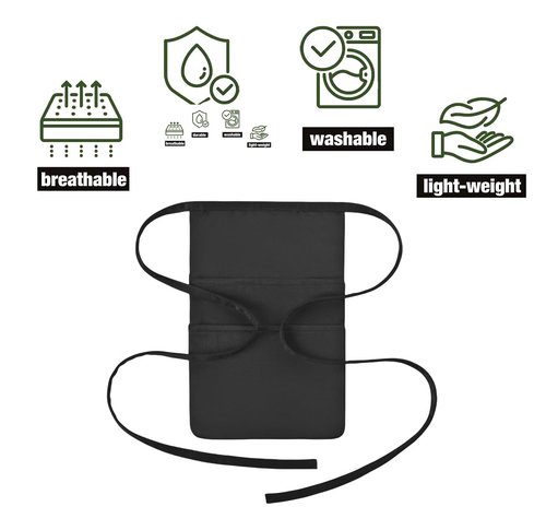 tsmyp Hip pouch apron Black Waitress Waiter Server Short Aprons Kitchen apron,Two front and two back pockets,6.7" x 9.8" (hip pouch apron, 1)