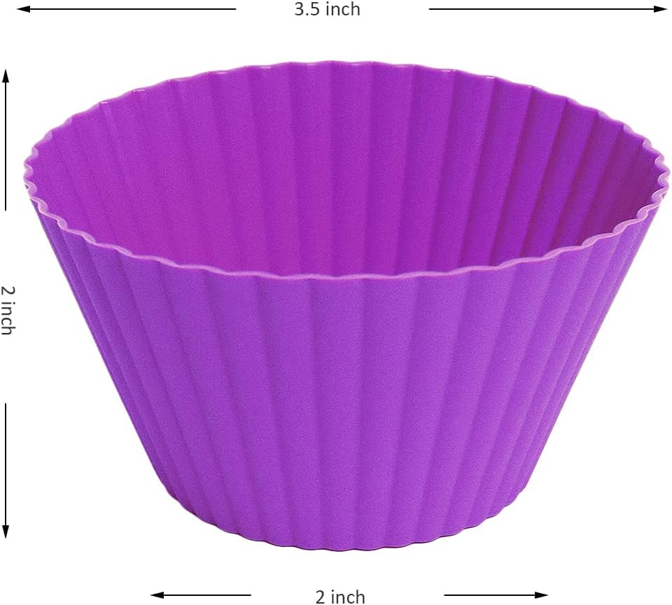 Skiennix Extra Large Silicone Muffin Cups - 12 Pack Reusable Baking Liners | 3.54 Inch Multicolor