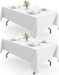 Pureegg Rectangle Tablecloth - Durable 60" x 102" Polyester for Outdoor Parties & Weddings | 2 Pack, White