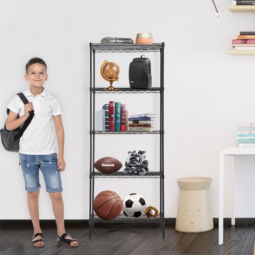 BestOffice 5-Tier Wire Storage Shelves - Heavy-Duty Metal | 14x24x60 | Holds Up to 750 lbs | No-Tool Assembly for Home & Garage