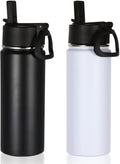 Volhoply Insulated Water Bottles - 18oz Stainless Steel Kids Flask with Straw | 2-Pack Set