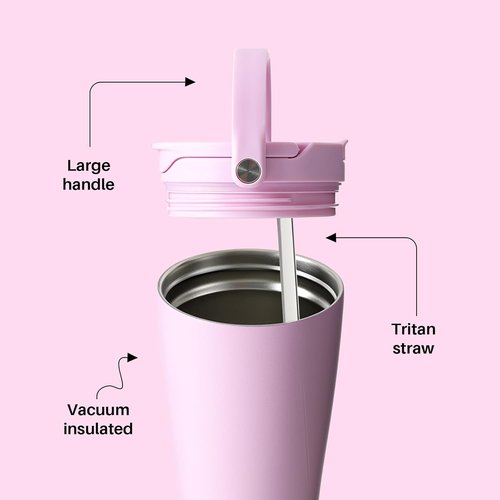 BOTTLE BOTTLE Insulated 30oz Tumbler - Leak-Proof Stainless Steel with Handle & Straw Lid | BPA-Free Pink