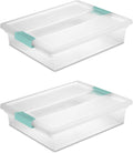 Sterilite Large Clip Box - Clear with Blue Aquarium Latches | Set of 2 for Easy Storage
