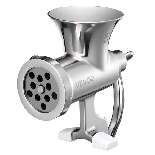 VEVOR Manual Meat Grinder, 304 Stainless Steel Hand Crank Meat Mincer with Steel Table Clamp, Sausage Stuffer with 2 Cutting Plates & 4 Sausage Tubes, Food Grinder for Beef Chili Pork Kitchen Tabletop