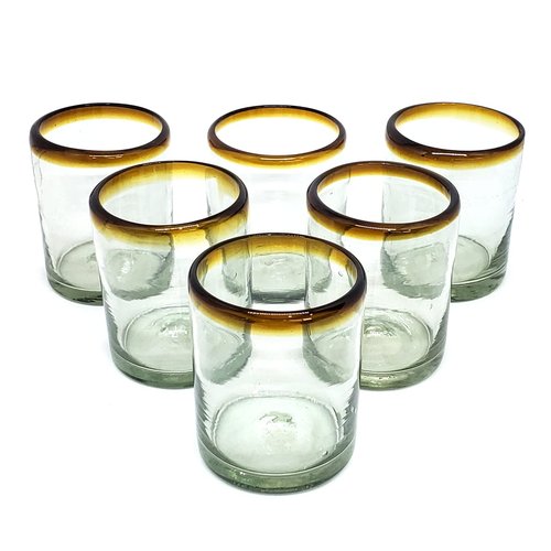 MexHandcraft Amber Rim 10 oz Tumblers (set of 6), Recycled Glass, Lead-free, Toxin-Free (Tumbler)