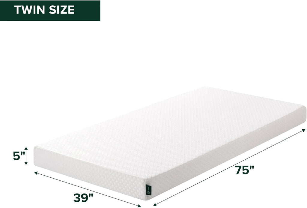 Zinus 5 Inch Twin Memory Foam Mattress - Cooling Essential Design, Fiberglass Free, Medium Feel