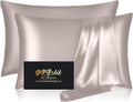 Mulberry Silk Pillowcases - Smooth & Anti-Acne Standard Set of 2 | Zippered Taupe Satin Cases