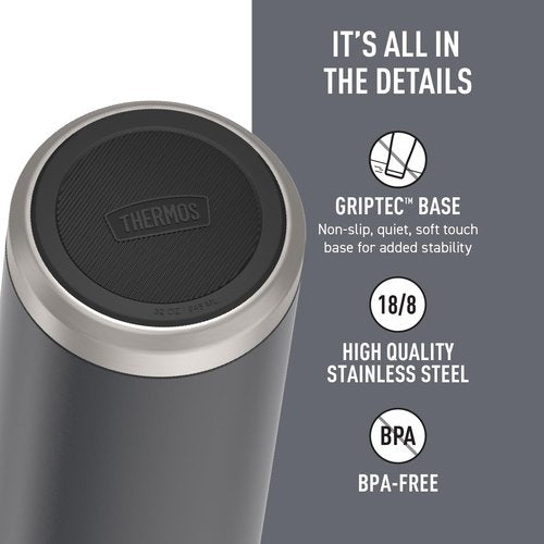 ICON SERIES BY THERMOS Stainless Steel Water Bottle with Straw Lid, 32 Ounce, Granite