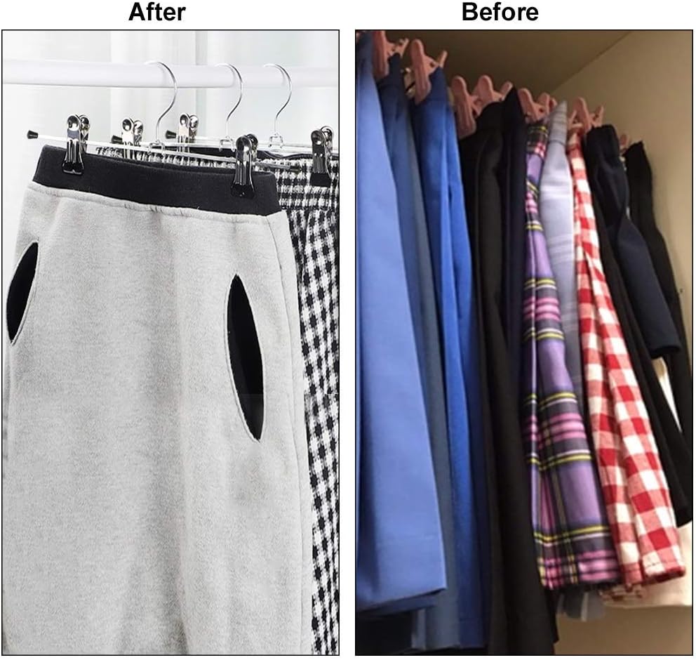 Northern Brothers Heavy-Duty Pants Hangers with Clips - Adjustable 20-Pack for Space-Saving Closet Organization