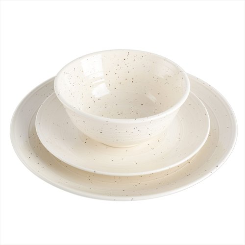 Gibson Elite Ramapo Solid Color Speckled Dinnerware Set - White, Service for Four (12pcs)