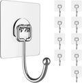 Skiennix Heavy-Duty Wall Hooks - Self-Adhesive, Traceless & Waterproof | 10 Pack for Home & Kitchen