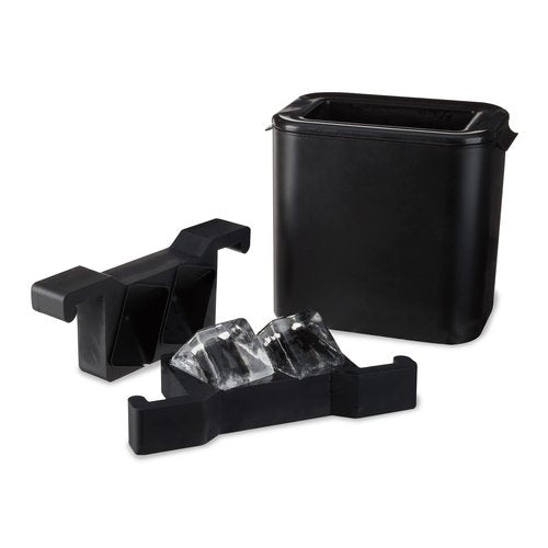 Viski Glacier Ice Maker, Ice Cube Mold for Whiskey on the Rocks, Old Fashioned & Craft Cocktail Drinks, Makes 2 Large Crystal Clear Cubes, Birthday Gifts for Men, Home Bar Accessories, Set of 1, Black