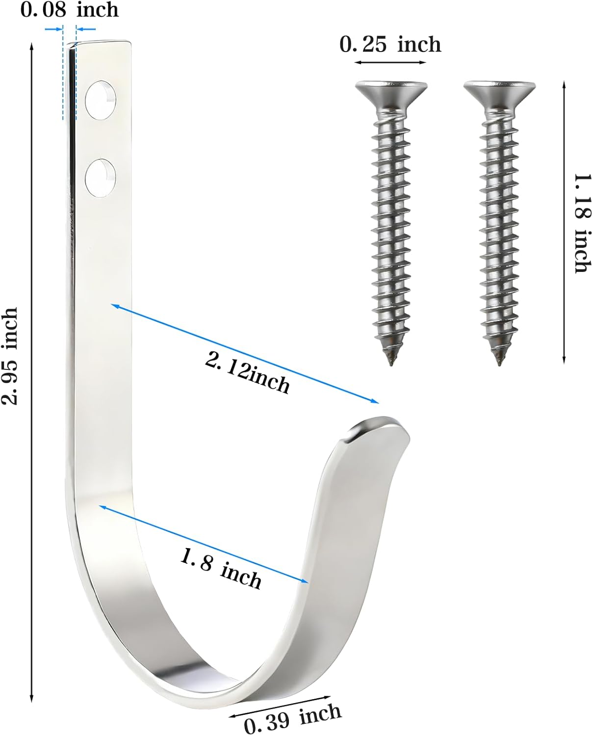 Skiennix Stainless Steel Wall Hooks - Versatile Coat & Towel Hangers for Indoor/Outdoor Use | 5-Pack, Silver