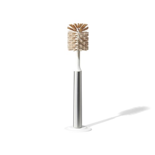 Curio Home Goods Ionic Bottle Brush, Magnetized to Stand Upright, Stainless Steel with Replaceable Head, Silver