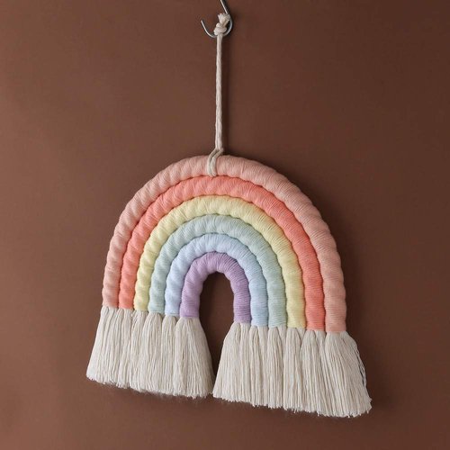 ZWA Rainbow Wall Hanging, Handmade Macrame Art Decor for Nursery Kids Room Home