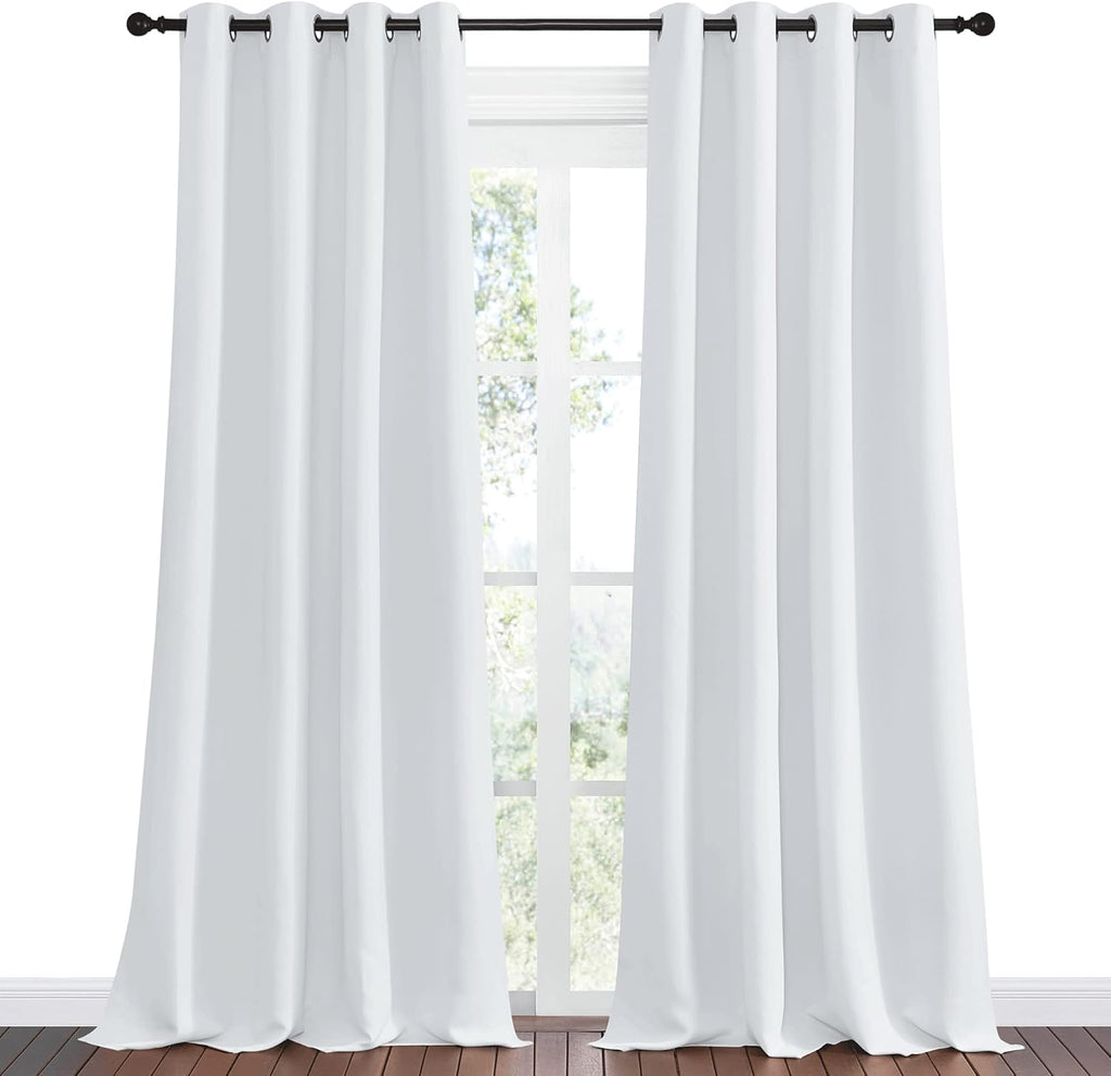 NICETOWN Room Darkening Curtain Panels - Thermal Insulated Design for Bedrooms & Nurseries | 55" W x 96" H, Greyish White (2 Panels)