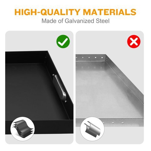 MYFIREPLACEDIRECT 2 Piece Adjustable Ash Tray Pan | Expandable Fireplace Pan With Handles for Up to 31" Grate, Rectangle Galvanized Steel Sturdy Tray, Black