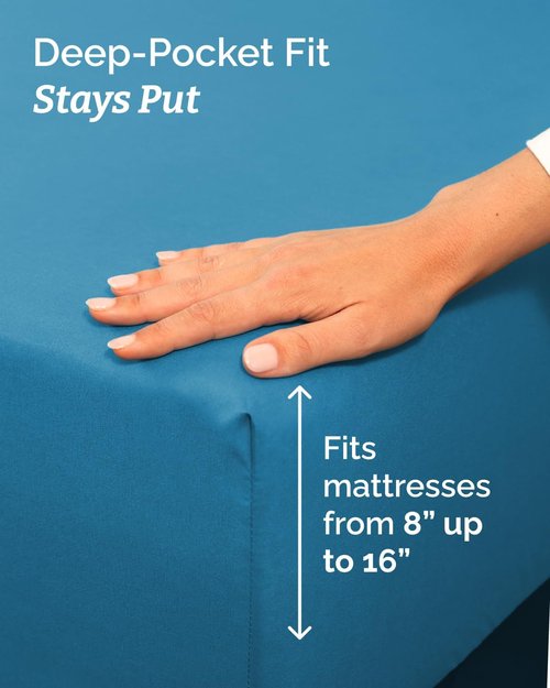 Full XL Bed Sheet Set by [Brand Name] - Soft, Breathable & Cooling 4-Piece Luxury Bedding - Deep Pockets, Fade & Wrinkle Free - Denim Blue