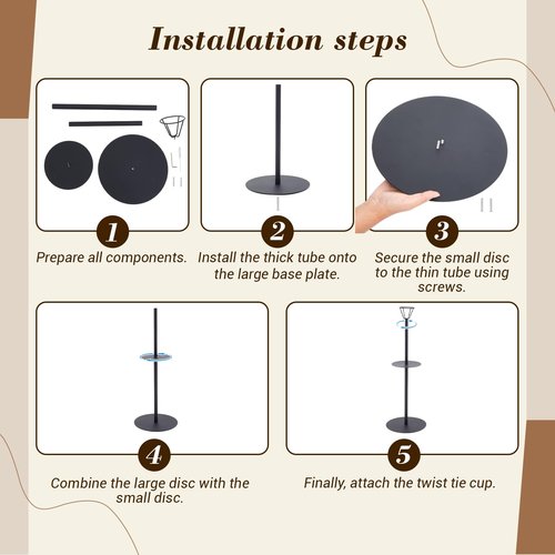 Zonon 41 Inch Grocery Roll Bag Holder Floor Standing Produce Bag Dispenser with Twist Tie Cup Organizer Black Straight for Supermarket Grocery Kitchen Storage