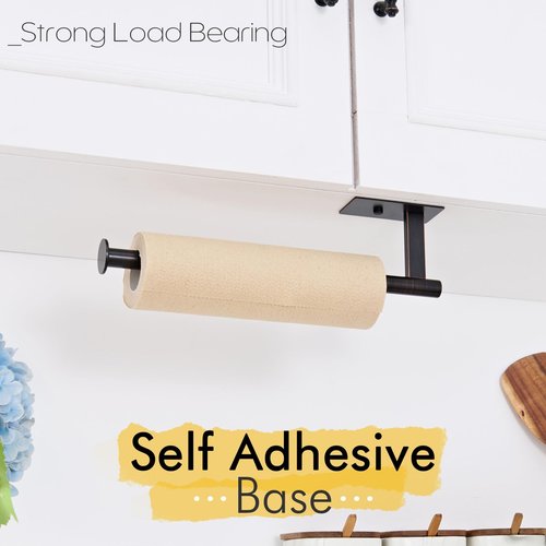 KOKOSIRI Paper Towel Holder Self-Adhesive Bar Under Cabinet, No Drilling for Kitchen Towel Oil Rubbed Bronze Stainless Steel Wall Mounted Rack, B3013ORB