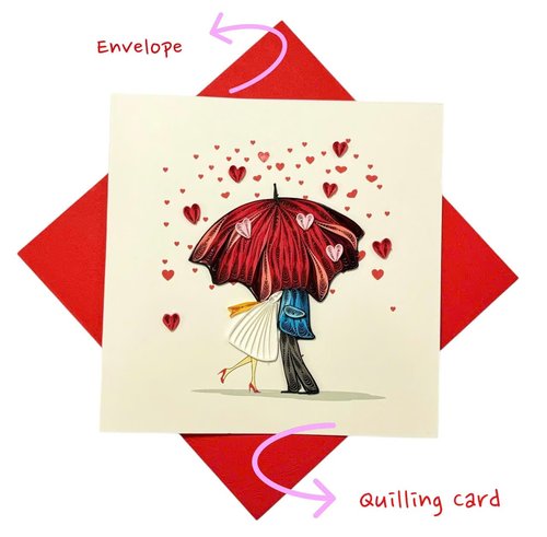 HAIANCO Handcraft Quilling Love Greeting Card for Him, Her, Gift for Husband, Wife, Boyfriend, Girl friend, Romantic Card for Valentine's Day, Anniversary, Blank Inside, Includes Envelope.
