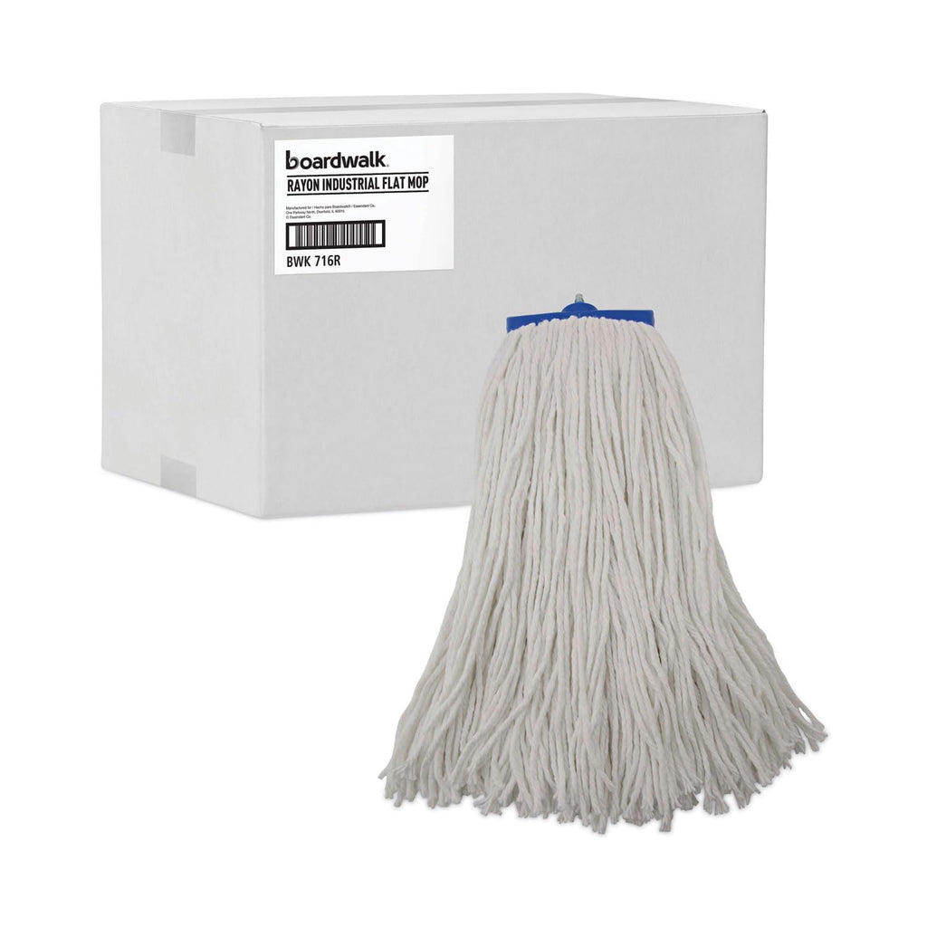 Boardwalk UNS 716R Cut-End Lie-Flat Wet Mop Head, Rayon, 16oz, White (Pack of 12)