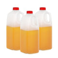 KitchenDine Plastic Milk Bottles, 64 Oz HDPE Material, Juice Bottle with Red Tamper-Evident Caps, Set of 3, Clear bottle with Red cover - half gallon jug
