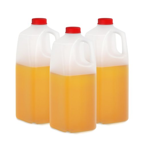 KitchenDine Plastic Milk Bottles, 64 Oz HDPE Material, Juice Bottle with Red Tamper-Evident Caps, Set of 3, Clear bottle with Red cover - half gallon jug