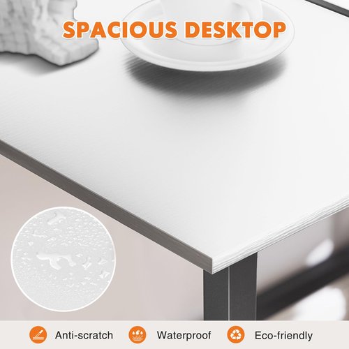 Sweetcrispy Small Computer Desk,32 Inch Office Writing Work Desk with Metal Frame Wooden Tabletop, Student Study Home Bedroom Table with X-Shaped Reinforcement, Black Leg White Top