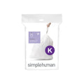 simplehuman Code K Custom Fit Drawstring Trash Bags in Dispenser Packs, 35-45 Liter / 9.2-12 Gallon, White – 20 Liners