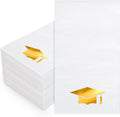 FYSUIMU Graduation Cap Napkins - 50 Pcs Gold Foil Tassel Design for College Party & Dinner