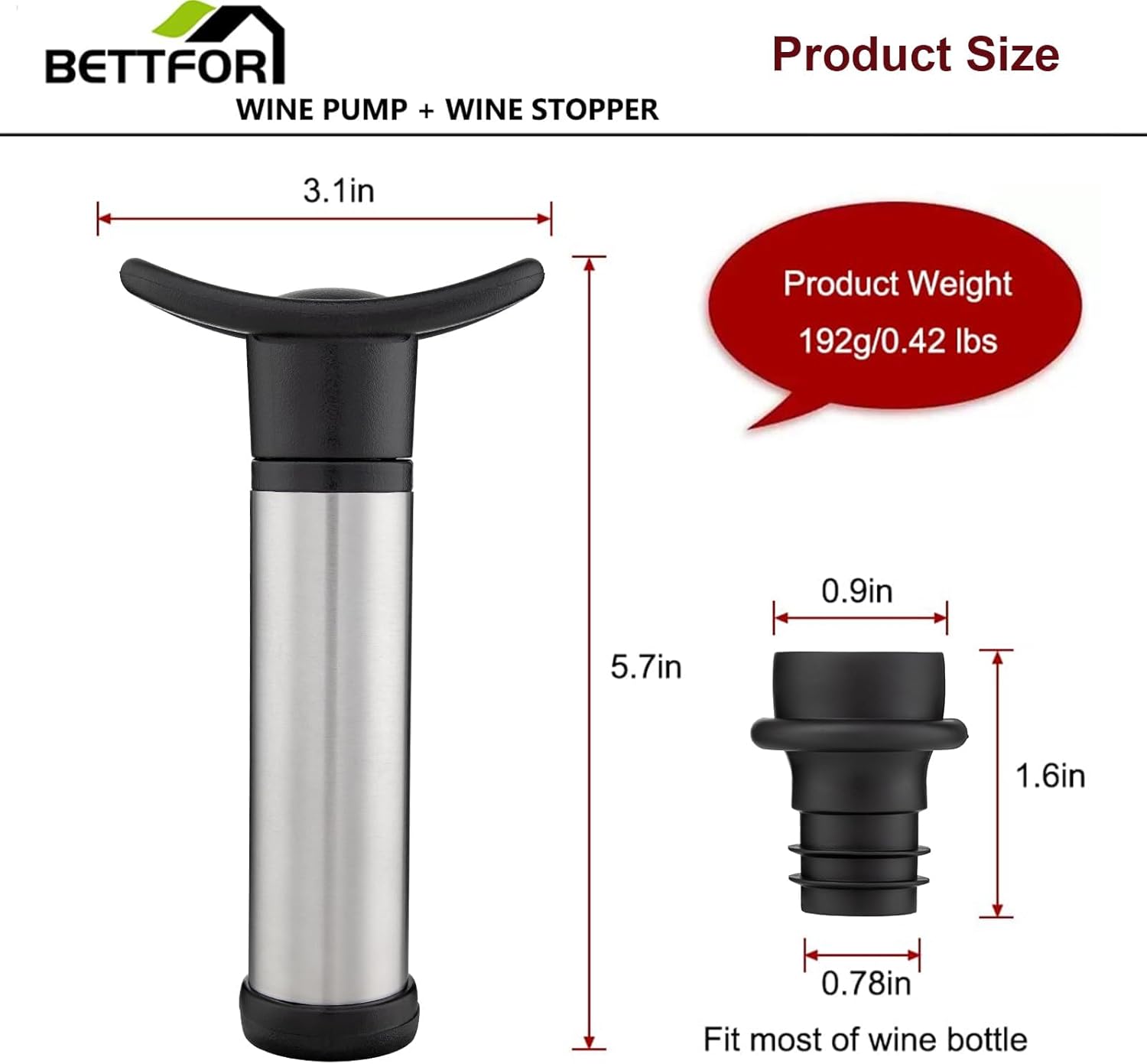Wine Saver Vacuum Pump with 8 Wine Stoppers, Wine Bottle Stoppers with Food Grade Silicone Leak proof Keep Fresh Suitable for All Standard Wine Bottles