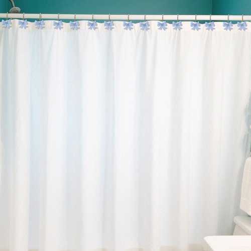 LLYSTTDS Blue Bow Shower Curtain Hooks 12pcs Rust Proof Shower Curtain Hooks Shower Rings for Curtain Cute Shower Curtain Hooks for Bathroom Baby Room Art Decor