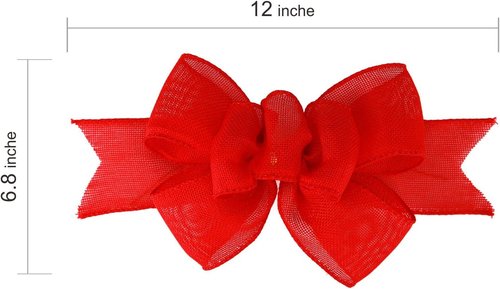 Meseey Red Burlap Wired Ribbon - Handmade Premade Bows for Wreaths & Gift Wrapping | 2 Pcs Set