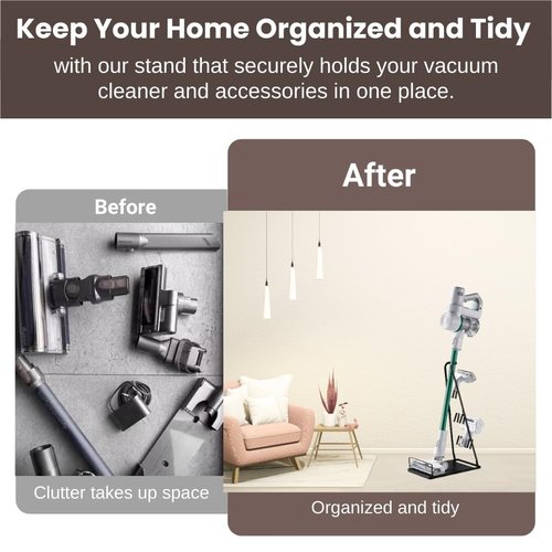 IZSOHHOME Universal Vacuum Stand,Storage-Stand-Docking-Station-Holder,Stable Metal Storage Bracket Stand Holder,Compatible with Dyson,Hoover, Eureka, Rainbow,Shop VAC and Most Stick Vacuum(Black)
