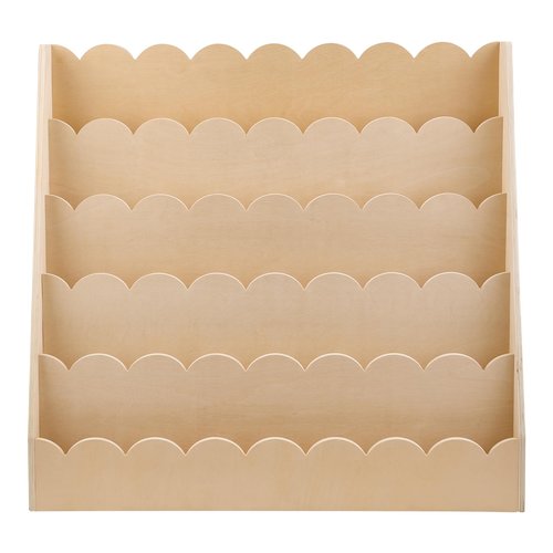 VEVOR 5-Tier Montessori Bookshelf, Scalloped Kids Bookcase, Wooden Book Shelf with 2 Dual Hooks, Daycare Furniture Display Bookshelf for Bedroom, Living Room, Entryway, Nursury, Preschool