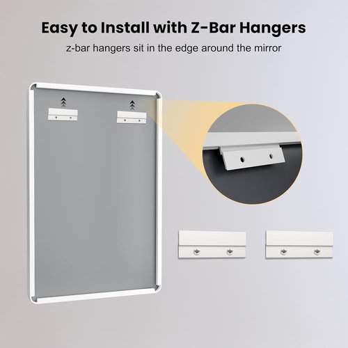 LOAAO Bathroom Mirror - 48x36 Inch White Metal Framed | Large Rounded Rectangle, Anti-Rust, Tempered Glass