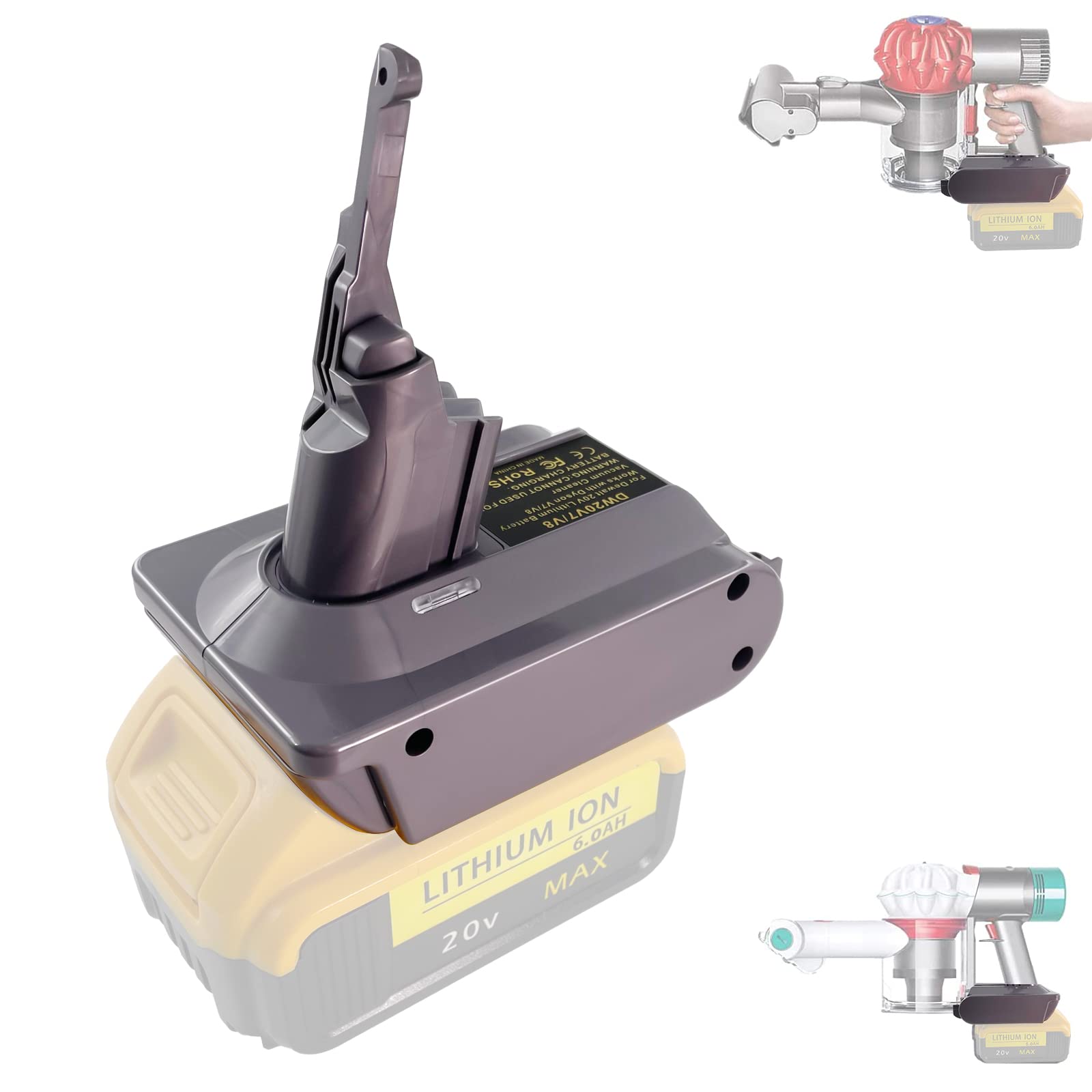 TPDL V8 Battery Adapter, for DeWalt 20V Battery Convert to for Dyson V8 Series Vacuum Cleaner Animal Fluffy Motorhead Vacuum Converter (Adapter only)