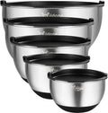 Wildone Mixing Bowls Set of 5 - Stainless Steel with Airtight Lids & Non-Slip Silicone Bottoms | 1.5 to 8 QT