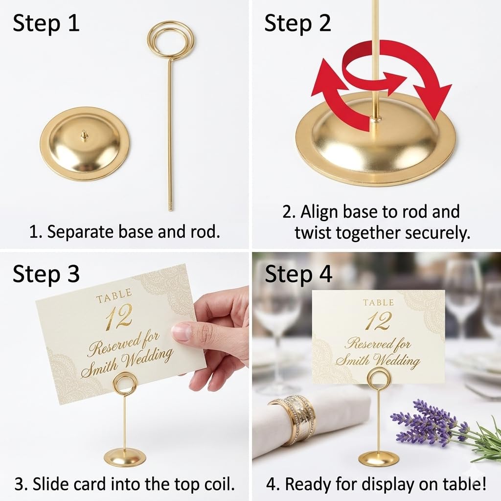 HOHIYA 12 Pack 12" Gold Table Number Holders for Weddings & Events