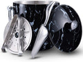 Ice Bucket with Lid, Scoop, Tongs and Strainer - Well Made Insulated Stainless Steel Keep Ice Frozen Longer - Ideal for Cocktail Bar, Parties, Chilling Wine, Champagne - 3 Liter (Black Marble)