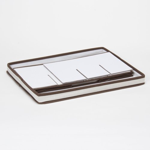 Household Essentials Wine Glass Storage Box, Strong Frame and Handles, Windowed Panel, Fully Removable Lid, Stackable and Foldable, Perfect for Wider Stemware