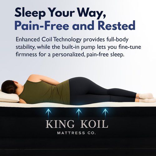 King Koil Luxury Air Mattress - California King Size with Built-in High-Speed Pump | Waterproof & Adjustable, 20" Double High, Ideal for Home & Camping