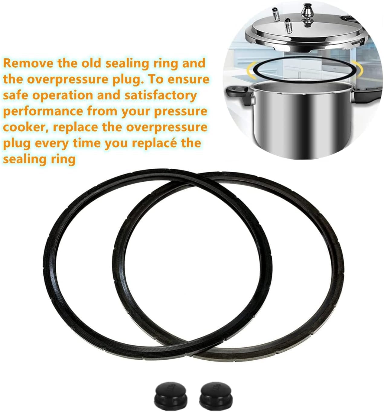 09936 Pressure Cooker Sealing Ring Overpressure Plugs Fit for Presto Model 4 Quart 6 Quart, Replace 0126002 0136102 0136403 0136304 0136001 0216001 Pressure Cooker