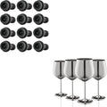 WOTOR Stainless Steel Wine Glasses Set of 4, 18oz Unbreakable Metal Wine Glass, Fancy, Unique Wine Goblets for Outdoor, Travel, Camping and Pool, Ideal Gift for Wine Lovers (Silver)